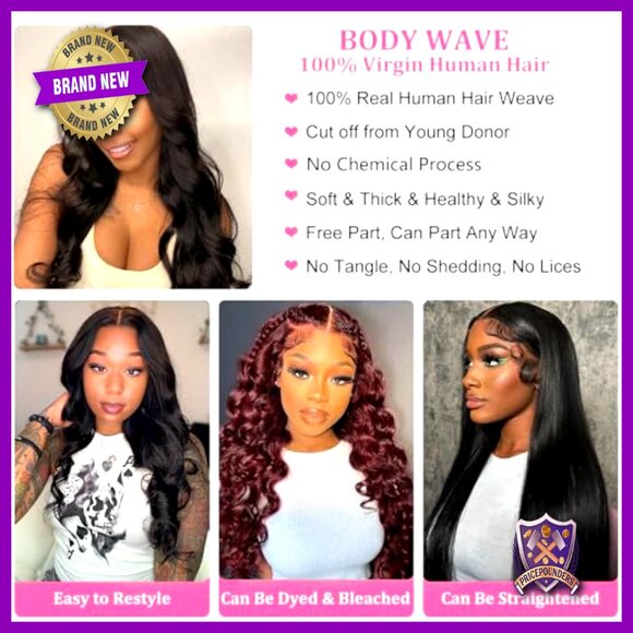 Brazilian Body Wave Human Hair Extensions 4 Bundles 16-22 Inch main image 5